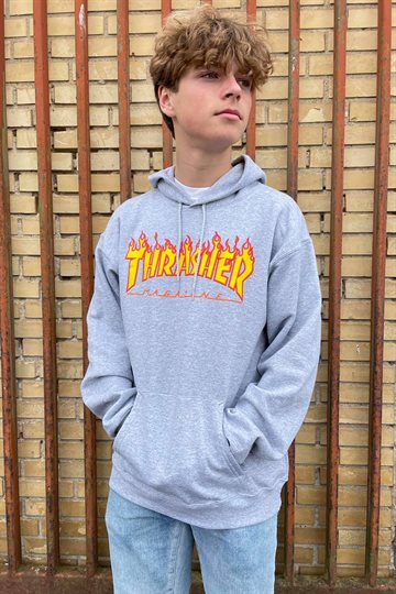 Thrasher Hoodie - Flame - Grå